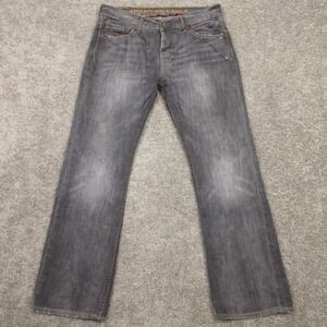 American Eagle Jeans Mens 32x30 Gray Low Rise Slim Straight Button Denim Pants